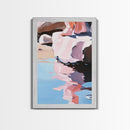 Reflection Art, Minimalist Design, Pink and Blue Landscape, Soft Hues, Modern Wall Decor, Framed Canvas Print, Living Room