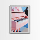 Pink Grand Piano, Elegant Music Art, Artistic Decor, Framed Canvas Print, Minimalist Home Art, Musician Gift, Boho Wall Art