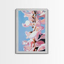 Magnolia Blossom, Pink Flowers, Botanical Wall Art, Minimalist Floral, Framed Canvas Print, Spring Aesthetic, Bedroom Decor, Nature Art