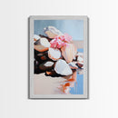 Seashell Collection, Beach Treasures, Coastal Aesthetic, Nautical Wall Art, Framed Canvas Print, Ocean Decor, Living Room Artwork
