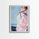Elegant Woman, Fashion Art, Feminine Aesthetic, Minimalist Painting, Chic Wall Art, Soft Pastel Decor, Canvas Print, Bedroom Wall Art