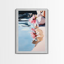 Floral Reflection, Dreamy Water Art, Framed Canvas Print, Romantic Pastel Painting, Boho Home Decor, Nature Artwork, Zen Aesthetic