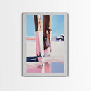 Wooden Pilings, Nautical Seaside Art, Framed Canvas Print, Coastal Minimalist Decor, Beach House Painting, Rustic Ocean Artwork