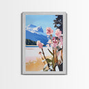 Mountain Flowers, Nature Landscape, Romantic Aesthetic, Rustic Cabin, Framed Canvas Print, Cozy Home Decor, Living Room Wall Art
