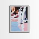 Waterfall, Floral Abstract, Pink Tones, Framed Canvas Print, Dreamy Nature Art, Romantic Wall Decor, Aesthetic Bedroom Art, Serene Style
