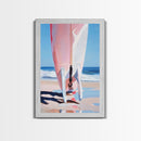 Surfboard Reflection, Beach Wave Art, Ocean Lover Print, Framed Canvas Print, Tropical Home Decor, Summer Aesthetic Wall Art