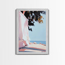 Seaside Shade, Coastal Rock Art, Oceanfront Painting, Framed Canvas Print, Minimalist Beach Decor, Tranquil Landscape Wall Art