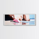 Pink Shoreline, Ocean Reflection, Coastal Wall Art, Framed Canvas Print, Minimalist Seascape, Beach House Decor, Living Room Artwork