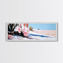 Pink Flowers, Framed Canvas Print, Floral Wall Art, Desert Artwork, Boho Aesthetic, Modern Home Decor, Bedroom Art, Nature Painting