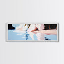 Water Reflection, Feminine Silhouette, Surreal Dreamscape, Pastel Painting, Canvas Print, Bedroom Wall Art, Modern Aesthetic Decor