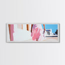 Pink Dress, Elegant Stroll, Romantic Scene, Framed Canvas Print, Modern Wall Art, Feminine Decor, Stylish Living Room Artwork