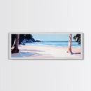 Beach Scene, Palm Trees, Blue Ocean, Canvas Print, Coastal Wall Art, Minimalist Landscape, Living Room Decor, Relaxing Home Aesthetic