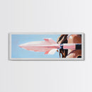 Pink Rocket, Retro Futurism, Pop Art Aesthetic, Mid-Century Modern Wall Art, Playful Home Design, Bold Statement Art, Canvas Print