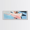 Kayak Adventure, Minimalist, Coastal Wall Art, Boho Home Decor, Blue and Pink, Modern Beach Art, Canvas Print, Nautical Aesthetic