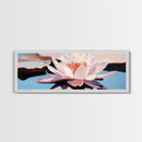 Water Lily, Reflection, Framed Canvas Print, Botanical Wall Art, Spa Decor, Minimalist Aesthetic, Calm and Serene, Bedroom Wall Art