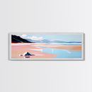 Sunset Beach, Warm Coastal View, Minimalist Ocean Art, Canvas Print, Living Room Wall Art, Tranquil Shoreline, Soft Pink Tones
