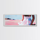 Flowing Dress, Desert Beauty, Feminine Elegance, Framed Canvas Print, Modern Wall Art, Soft Boho Decor, Romantic Pastel Artwork