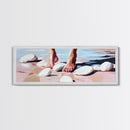 Barefoot, Water, Stones, Canvas Print, Beach Aesthetic, Coastal Artwork, Relaxing Wall Art, Minimalist Decor, Bedroom or Bathroom Art