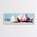 Textured Coastal Boulders, Natural Beach Scene, Earthy Modern Decor, Minimalist Art Print, Living Room Statement, Framed Canvas Print