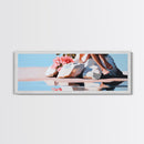 Beach Blossom Scene, Floral Coastal Art, Pastel Summer Vibes, Nature Wall Decor, Soft Aesthetic, Canvas Print, Bedroom Wall Art