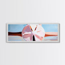 Sand Dollar Art, Coastal Wall Decor, Beach House Art, Nautical Print, Minimalist Ocean Painting, Pastel Seascape, Framed Canvas Print