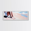 Seaside Relaxation, Beach Painting, Minimalist Ocean Art, Pastel Coastal Decor, Nautical Wall Print, Bedroom Wall Art, Canvas Print