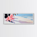 Tropical Beach, Palm Shadow, Minimalist Art, Coastal Wall Art, Summer Aesthetic, Framed Canvas Print, Living Room Art, Boho Beach Decor