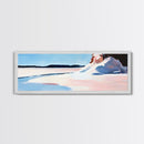 Winter Landscape Print, Snowy Mountain Scene, Nature Painting, Soft Blue Art, Large Canvas Print, Minimalist Home Decor, Office Wall Art