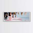 Palm Beach, Tropical Oasis, Ocean View, Framed Canvas Print, Boho Wall Art, Bedroom Decor, Coastal Aesthetic, Minimalist Art