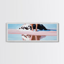 Seated on Rock, Serene Beach, Pink Tones, Coastal Minimalism, Contemporary Decor, Canvas Print, Bedroom Wall Art, Boho Vibes