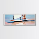 Surfboard Reflections, Beach Vibes, Modern Coastal Art, Surfing Aesthetic, Boho Home Decor, Framed Canvas Print, Watercolor Inspired