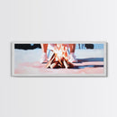 Campfire Scene, Autumn Night Art, Outdoor Adventure, Canvas Print, Rustic Home Decor, Cozy Warmth, Minimalist Fire Painting
