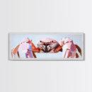 Pink Crab, Coastal Marine Art, Beach House Wall Decor, Framed Canvas Print, Nautical Aesthetic, Ocean Wildlife, Kitchen Wall Art