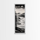 Misty Mountain Coast, Black and White Landscape Art, Modern Wall Decor, Framed Canvas Print, Minimalist Nature Art, Bedroom Wall Art
