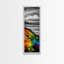 Vibrant Hillside, Ocean Coastline, Bold Color Landscape, Modern Impressionism, Unique Home Decor, Framed Canvas Print