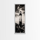 Lighthouse Silhouette, Coastal Wall Art, Nautical Decor, Canvas Print, Black and White Art, Seaside Home Decor, Minimalist Ocean Scene