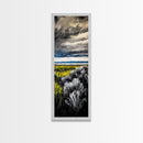 Stormy Landscape, Dramatic Sky Art, Moody Coastal Painting, Canvas Print, Nature Inspired Art, Dark Blue Wall Decor, Living Room Art