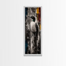 Loon on a Post, Nature Wildlife Art, Rustic Lake House Decor, Canvas Print, Black and White Bird Art, Minimalist Nature Wall Decor