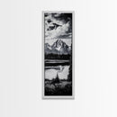 Teton Mountains, Framed Canvas Print, National Park Art, Rustic Cabin Decor, Wilderness Landscape, Black and White Art, Office Decor