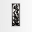 Black and White Stones, Minimalist Rock Art, Rustic Home Decor, Natural Texture Print, Modern Zen Wall Art, Framed Canvas Print