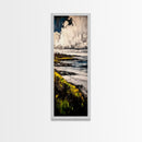 Coastal Landscape, Golden Grass, Cliffside View, Framed Canvas Print, Nature Wall Art, Ocean Inspired Decor, Rustic Home Art