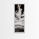 Black and White Sky, Cloudscape Wall Art, Minimalist Artwork, Nature Landscape Painting, Office or Bedroom Decor, Framed Canvas Print
