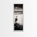Seagull Portrait, Ocean Waves, Black and White, Framed Canvas Print, Coastal Art, Minimalist Decor, Modern Office Wall Art, Beach House Art
