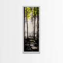 Misty Forest, Yellow Leaves, Autumn Woods, Framed Canvas Print, Nature Wall Art, Modern Home Decor, Minimalist Landscape, Fall Art