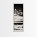 Ocean Horizon, Black and White, Cloudy Sky, Canvas Print, Coastal Wall Art, Minimalist Seascape, Modern Living Room Decor, Nautical Art