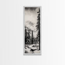 Snowfall Forest, Framed Canvas Print, Winter Scene, Nature Lover Gift, Minimalist Home Decor, Monochrome Art, Living Room Artwork
