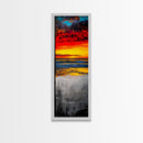 Vibrant, Sunset, Beach, Framed Canvas Print, Coastal Wall Art, Tropical Sunset, Living Room Decor, Bold Colorful Painting
