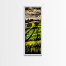Rolling Fields, Nature Painting, Green Landscape, Framed Canvas Print, Country Wall Art, Rustic Decor, Cozy Living Room Artwork