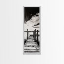 Wooden Dock, Black and White Lake Art, Rustic Cabin Wall Decor, Peaceful Waterfront Scene, Minimalist Landscape, Canvas Print