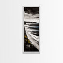 Monochrome Coast, Black and White Seascape, Framed Canvas Print, Beach House Art, Minimalist Landscape, Living Room Wall Art